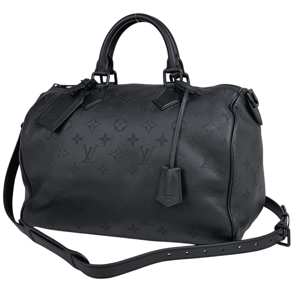 Louis Vuitton Speedy Bandouliere Monogram Boston Bag Leather Ultra Black